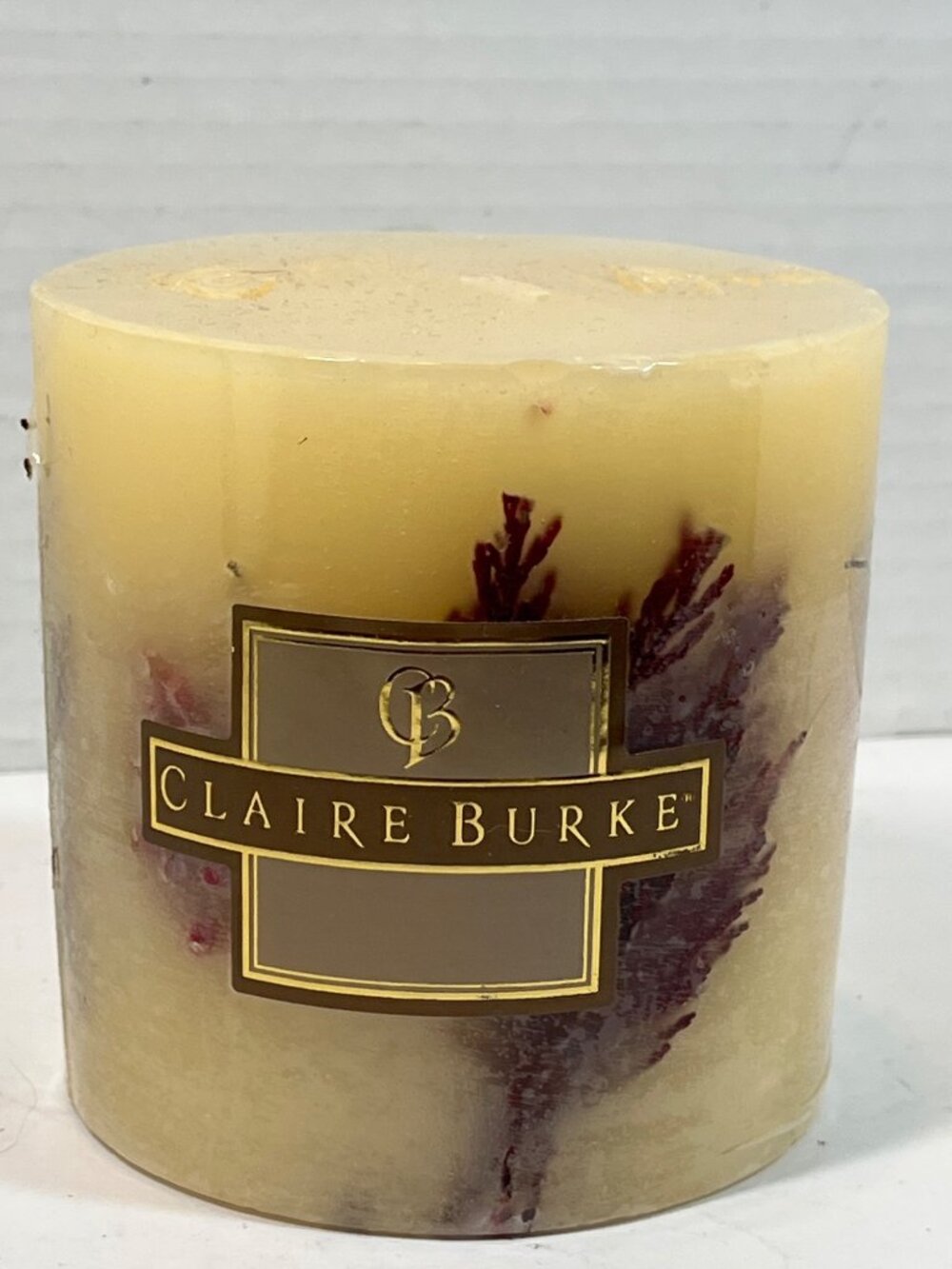 Claire Burke Cinnamon & Spice Scented Botanical Pillar Candle 17.6 Oz 60-Hour Bu